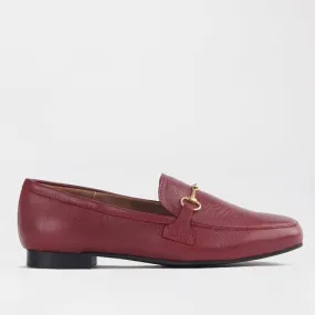 Loafer with Gold Trim in Red - 12451