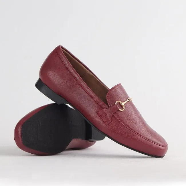 Loafer with Gold Trim in Red - 12451