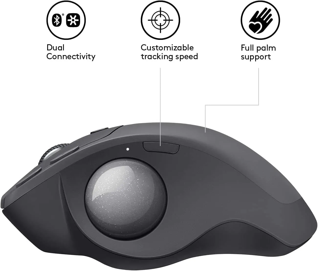 Logitech MX Ergo Wireless Trackball Mouse Bluetooth/2.4GHz, Adjustable Angle, Precision Scroll-Wheel, USB-C Charging, PC/Mac/iPadOS - Black