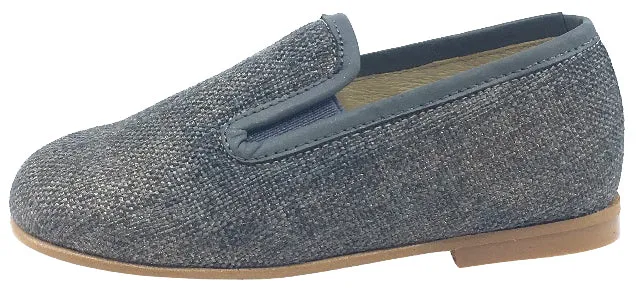 Luccini Grey Linen with Matching Leather Trim Smoking Loafer