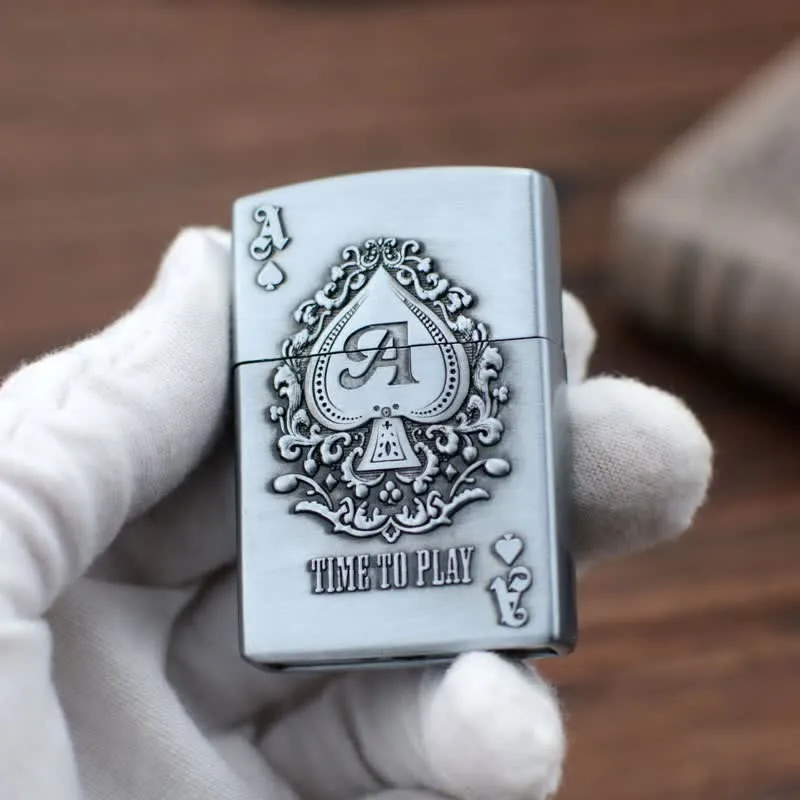 Lucky ACE Poker Relief Design Refillable Butane Lighter