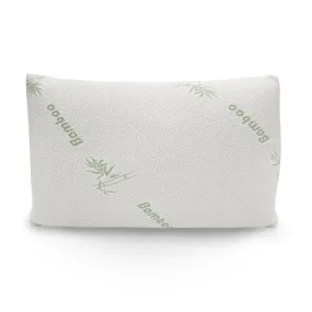 Memory Foam Pillow Bamboo Covered Ultra Soft Hypoallergenic Removable Zip Cover 56 x 36 x 10 cm White, Green