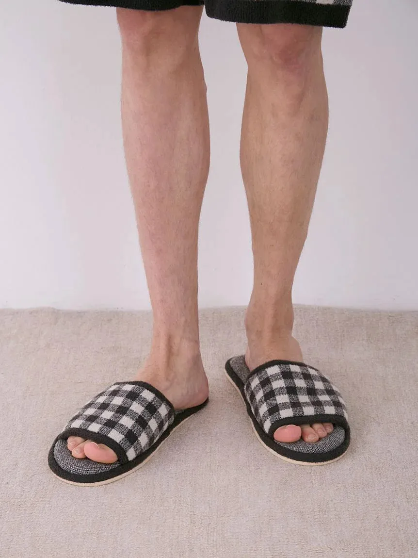 MEN'S Gingham Check Indoor Slip On Shoes