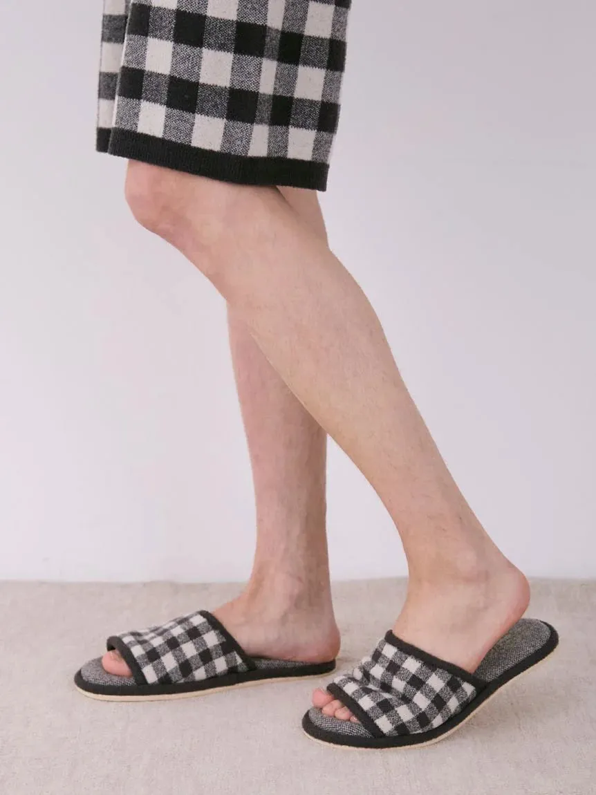 MEN'S Gingham Check Indoor Slip On Shoes