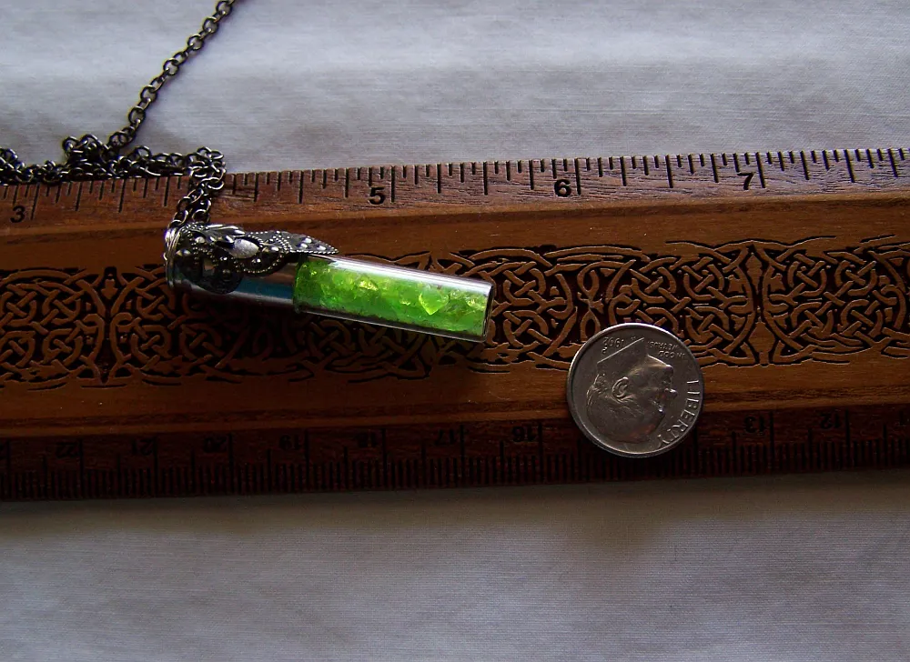 Neon Green Kryptonite Crystals Silver Bullet Pendant