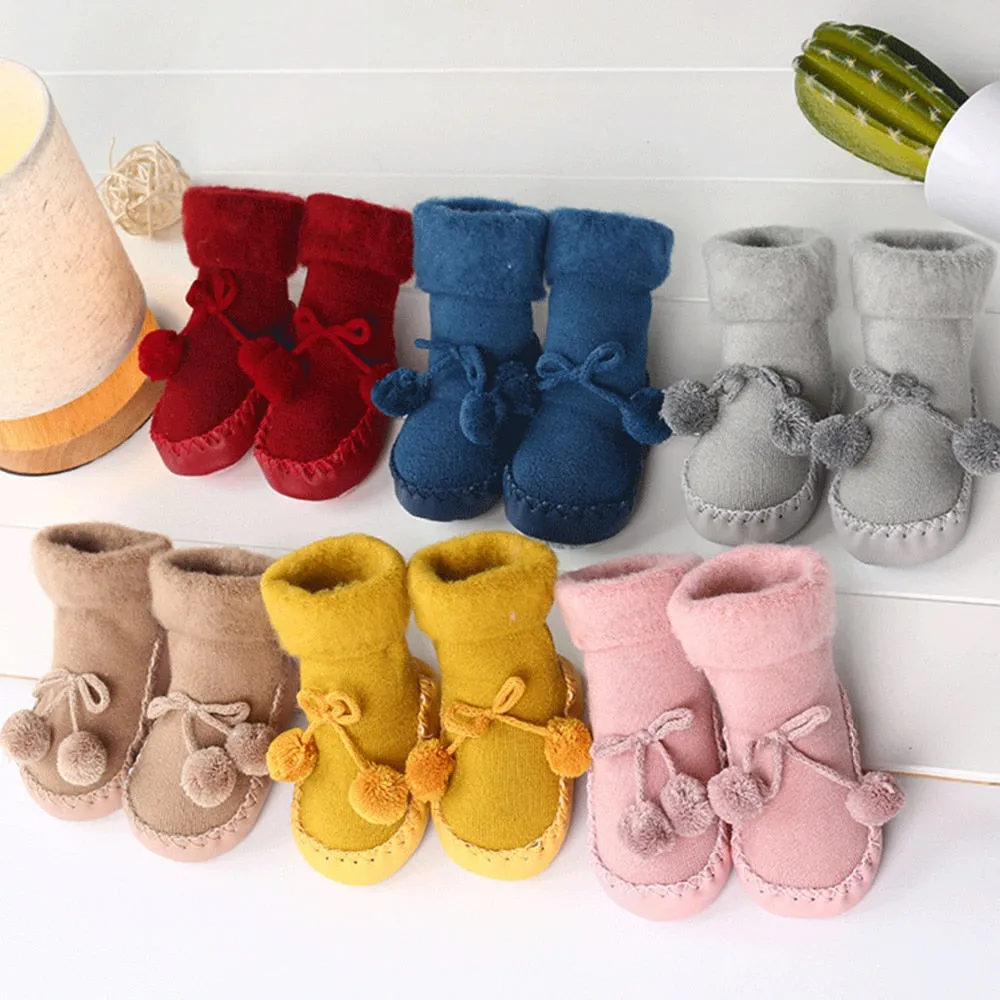 Newborn Baby Cotton High Quality Anti-Slip Socks Kids Winter Slipper Shoes Boots for 0-24 Months