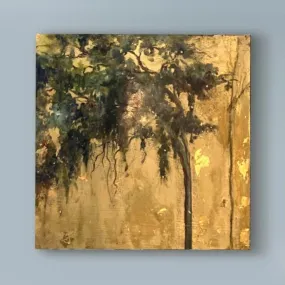 Oak Tree Painting | Marsh Oil Painting | Swarovski Crystal Embellishment | Gallery Wall Art | Gold Leaf Detail | Landscape Oil Painting