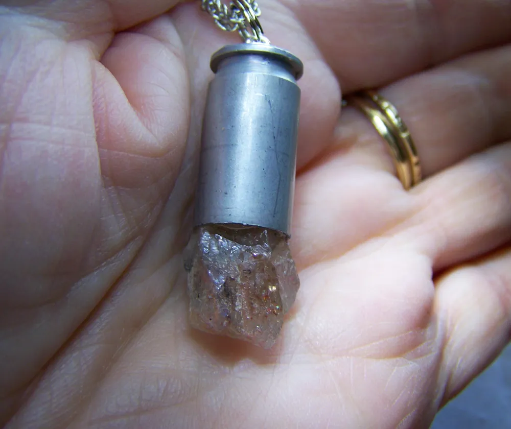 Oregon Sunstone Raw Gemstone Bullet Jewelry Pendant