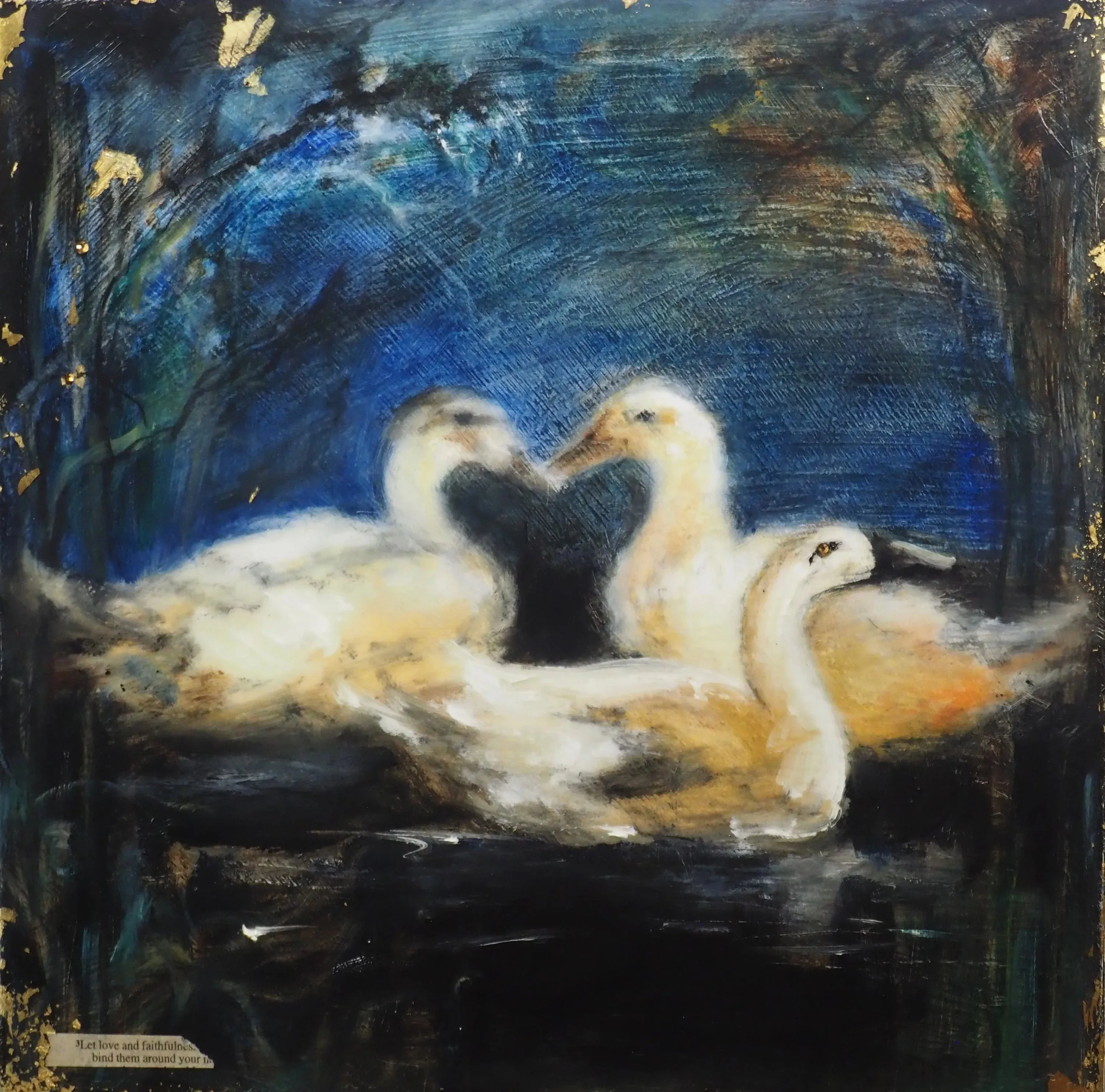 Original Ducks Oil Painting | Encaustic Oil Painting | Modern Farmhouse | Gallery Wall Art | Hot Wax Painting | Nature Landscape Painting