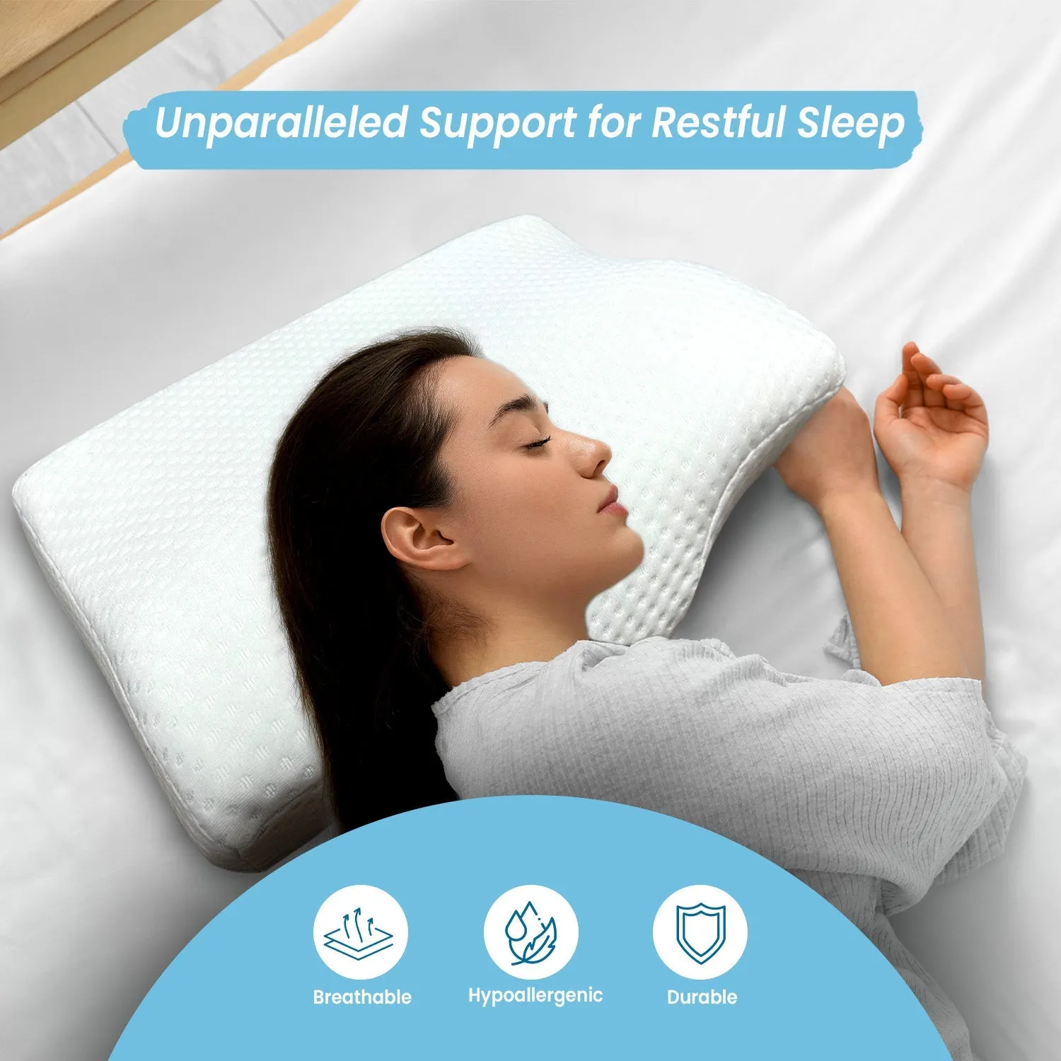 Orthopedic Memory Foam Cervical Butterfly Pillow with Cooling Gel