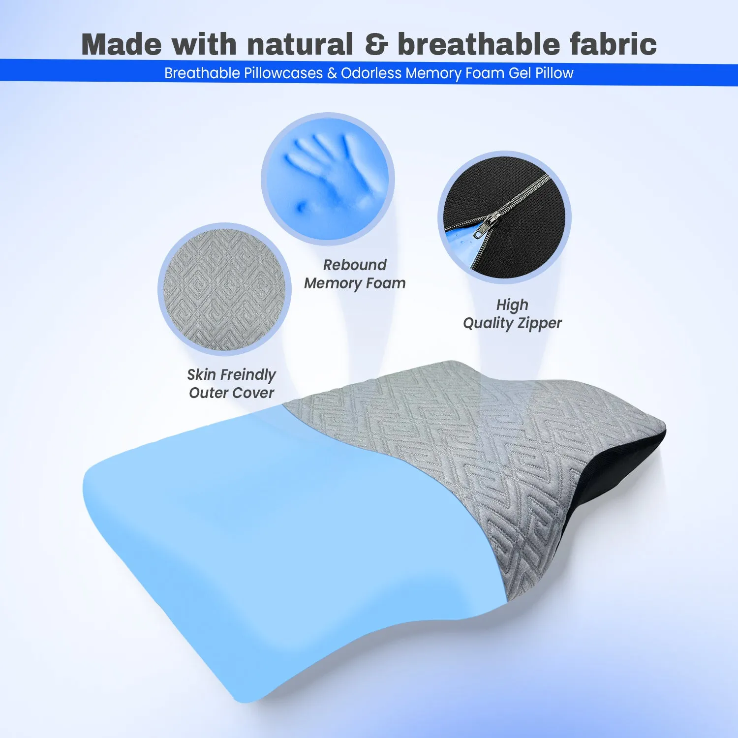 Orthopedic Memory Foam Cervical Butterfly Pillow with Cooling Gel