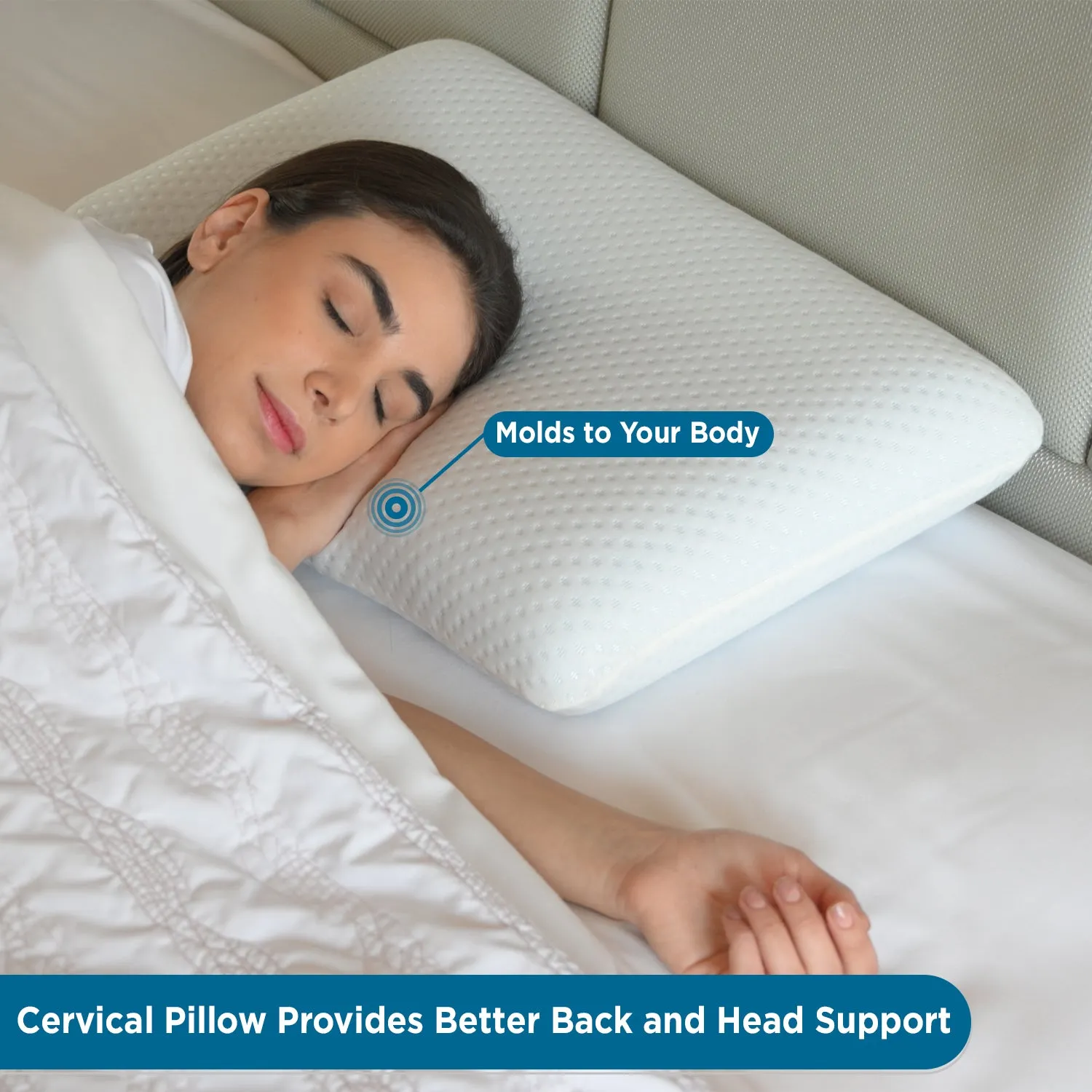 Orthopedic Memory Foam Pillow with Cooling Gel for Neck & Shoulder Pain