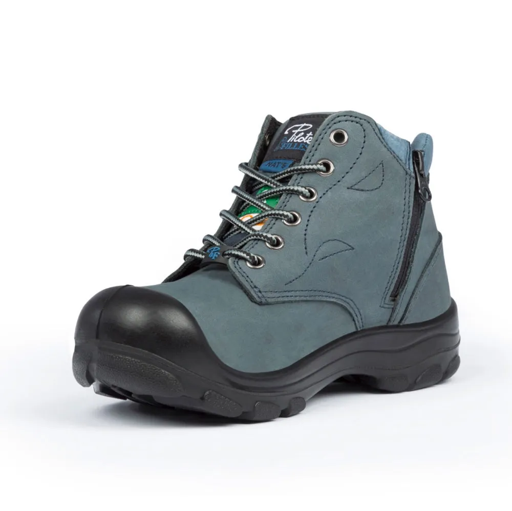 P&F S556B Women's 6" Steel Toe Work Boot With Side Zip - Marine