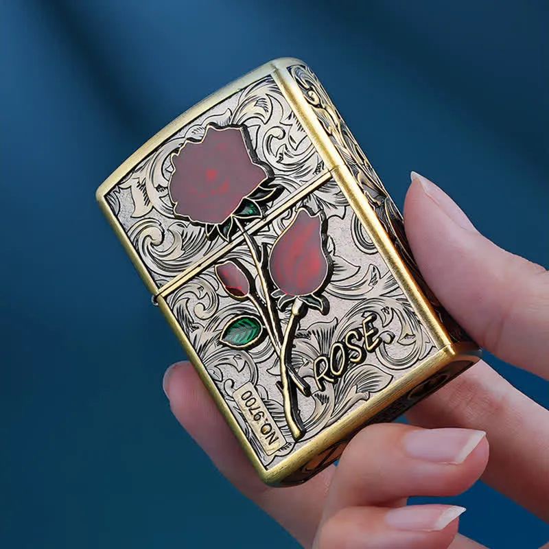 Portable Rose Flowers Refillable Kerosene Lighter