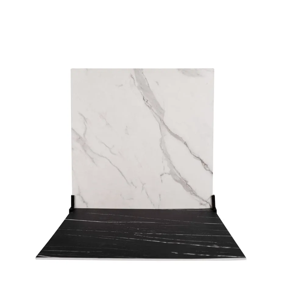 ProBoards Flat Lay Photography Rigid Black & White Marble Backdrop - Tamarama (60cm x 60cm)