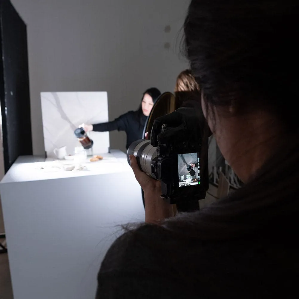 ProBoards Flat Lay Photography Rigid Black & White Marble Backdrop - Tamarama (60cm x 60cm)