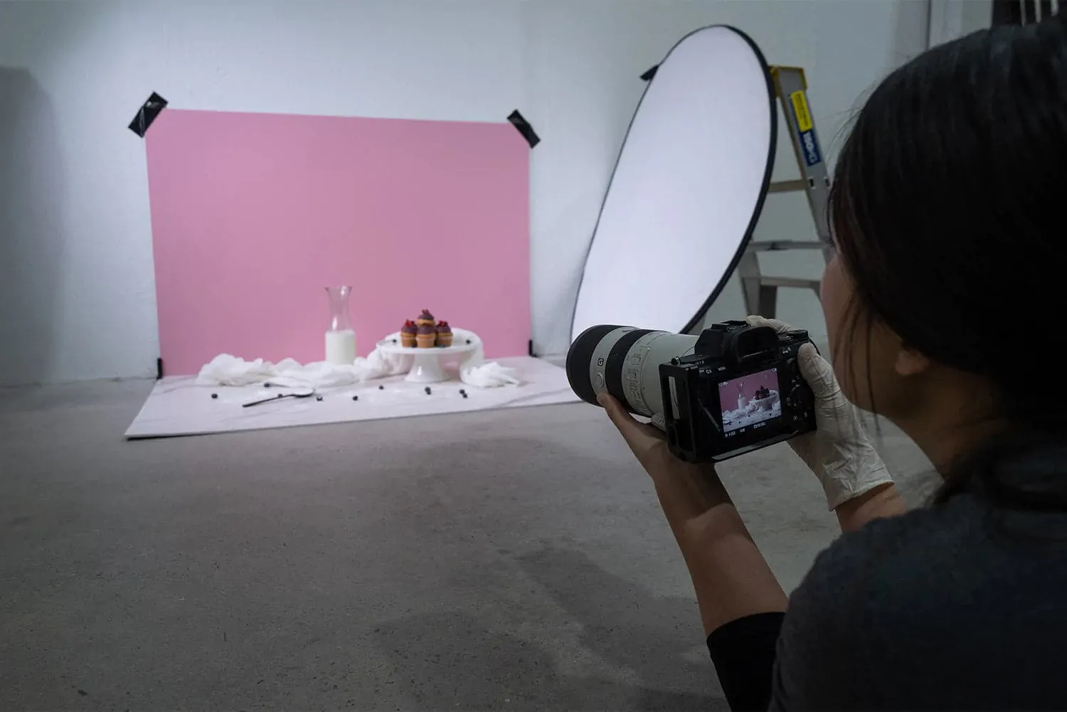 ProBoards Flat Lay Photography Rigid Pink /Off White   Marble Backdrop - Northbridge (80cm x 120cm)