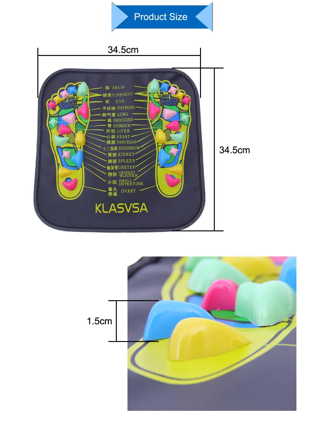 Reflexology Foot Massager Pad Cobblestone Walk Acupressure Mat for Pain Relief