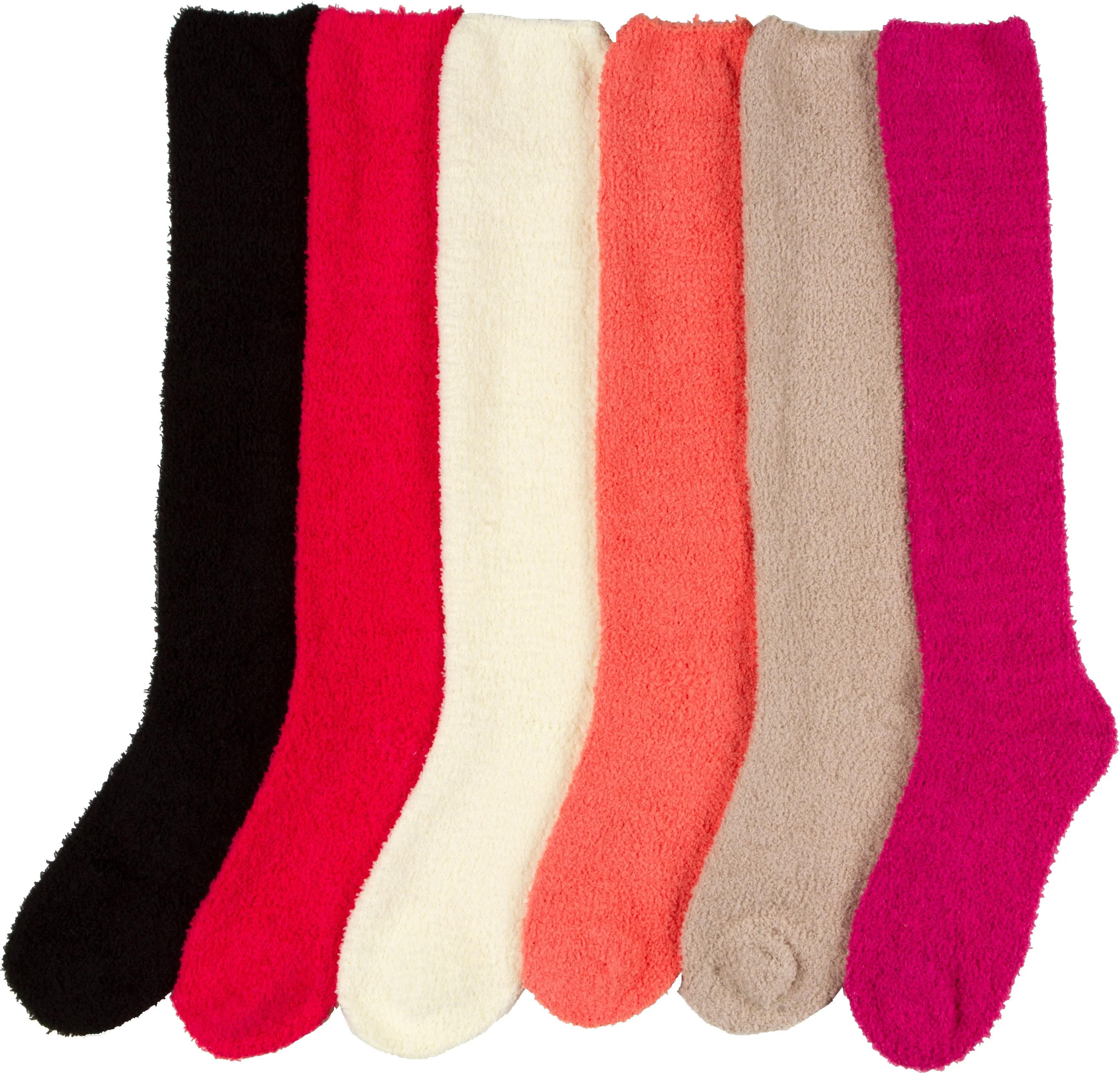 Sakkas Womens Super Soft Anti-Slip Fuzzy Knee High Socks Value Assorted 6-Pack