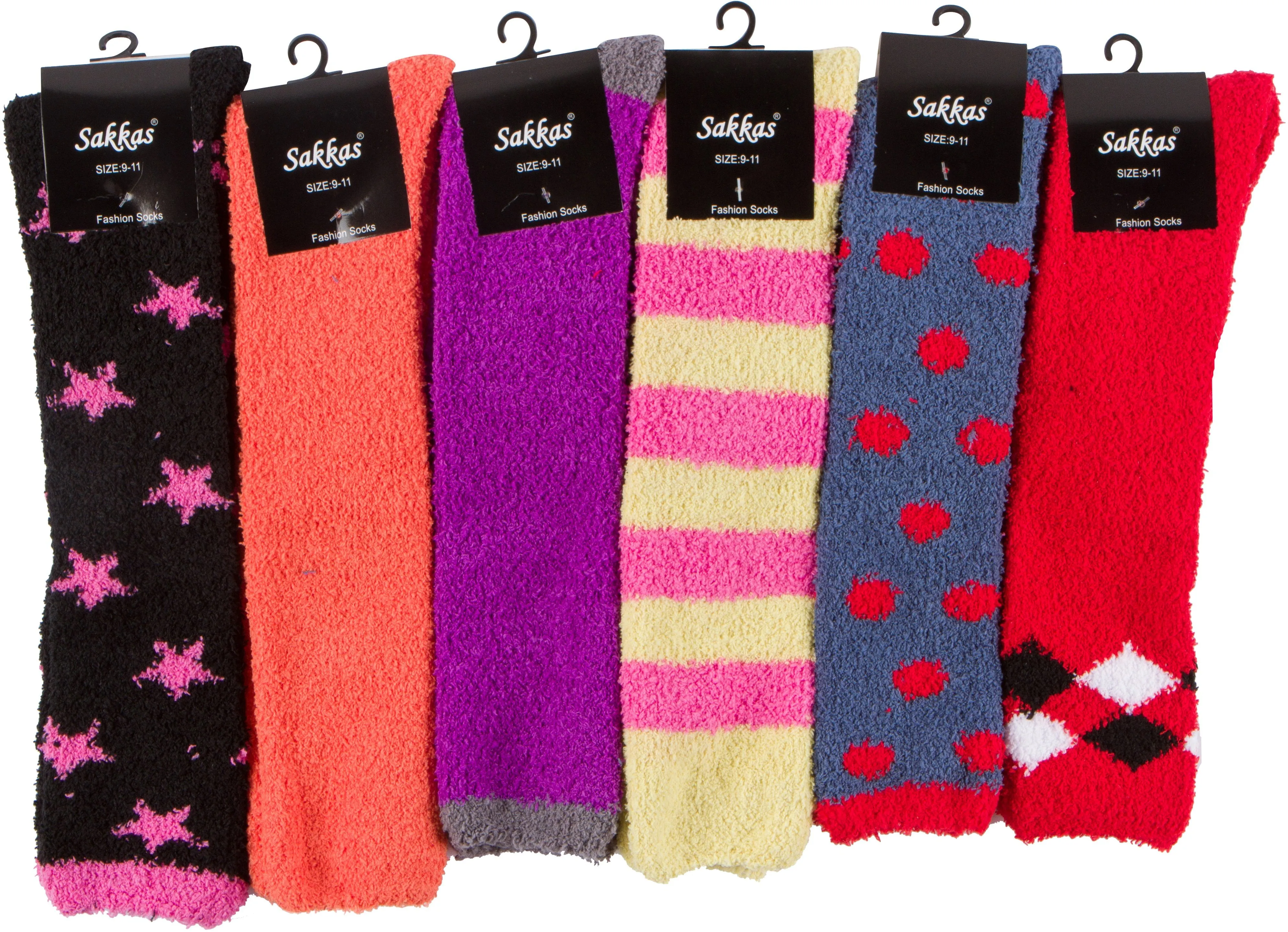 Sakkas Womens Super Soft Anti-Slip Fuzzy Knee High Socks Value Assorted 6-Pack