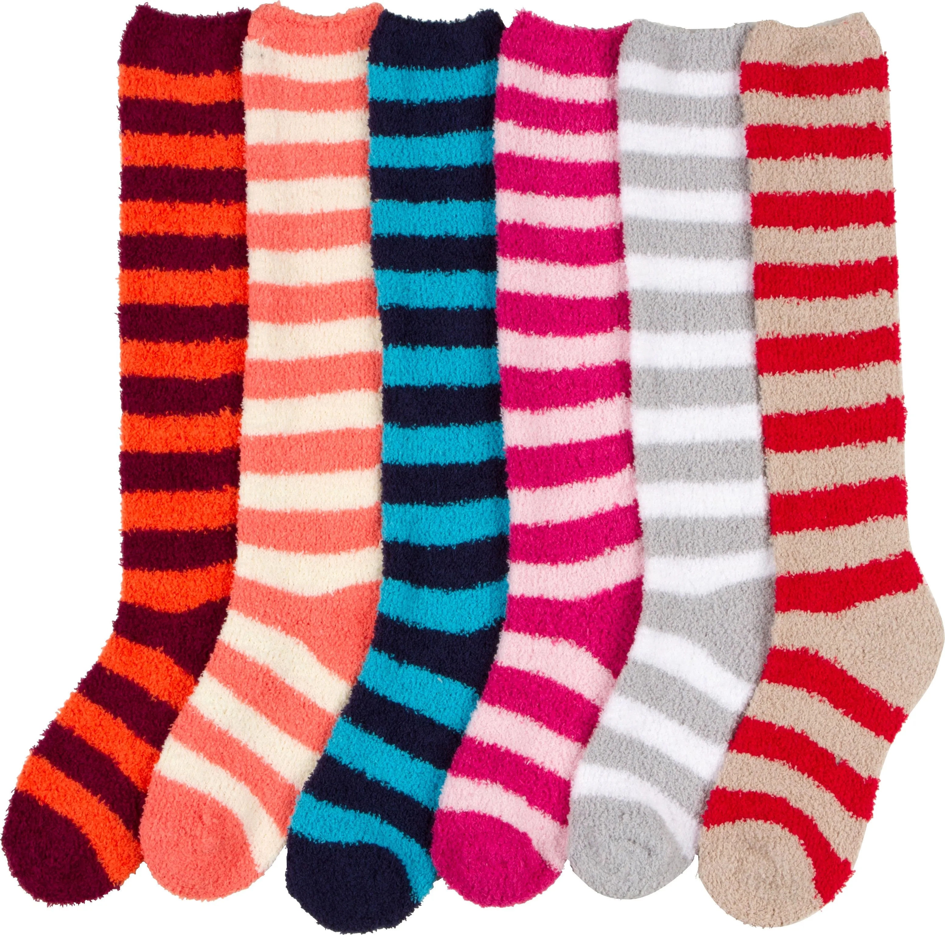 Sakkas Womens Super Soft Anti-Slip Fuzzy Knee High Socks Value Assorted 6-Pack