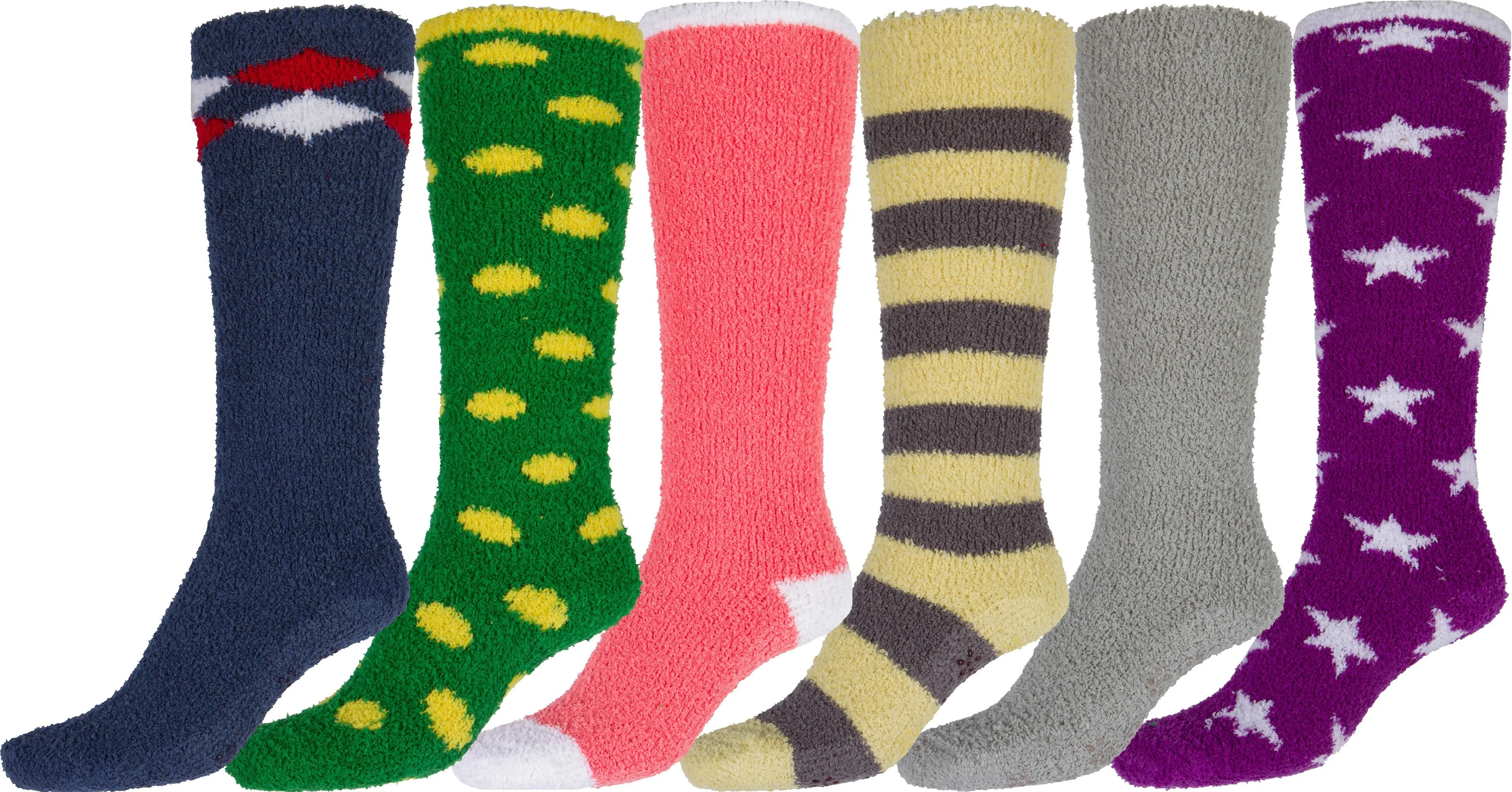 Sakkas Womens Super Soft Anti-Slip Fuzzy Knee High Socks Value Assorted 6-Pack