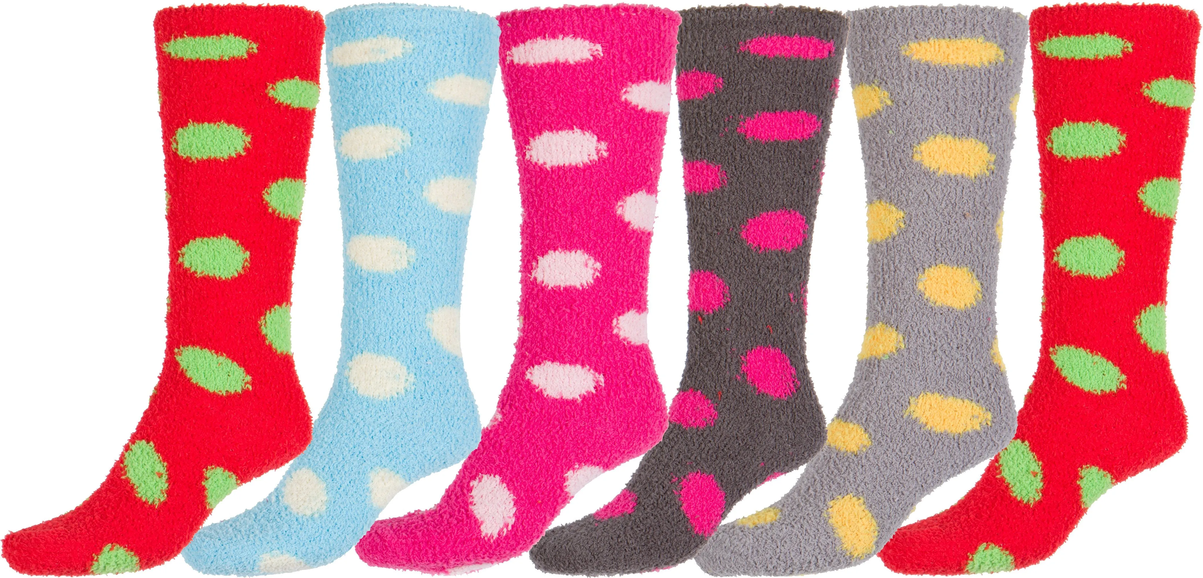 Sakkas Womens Super Soft Anti-Slip Fuzzy Knee High Socks Value Assorted 6-Pack