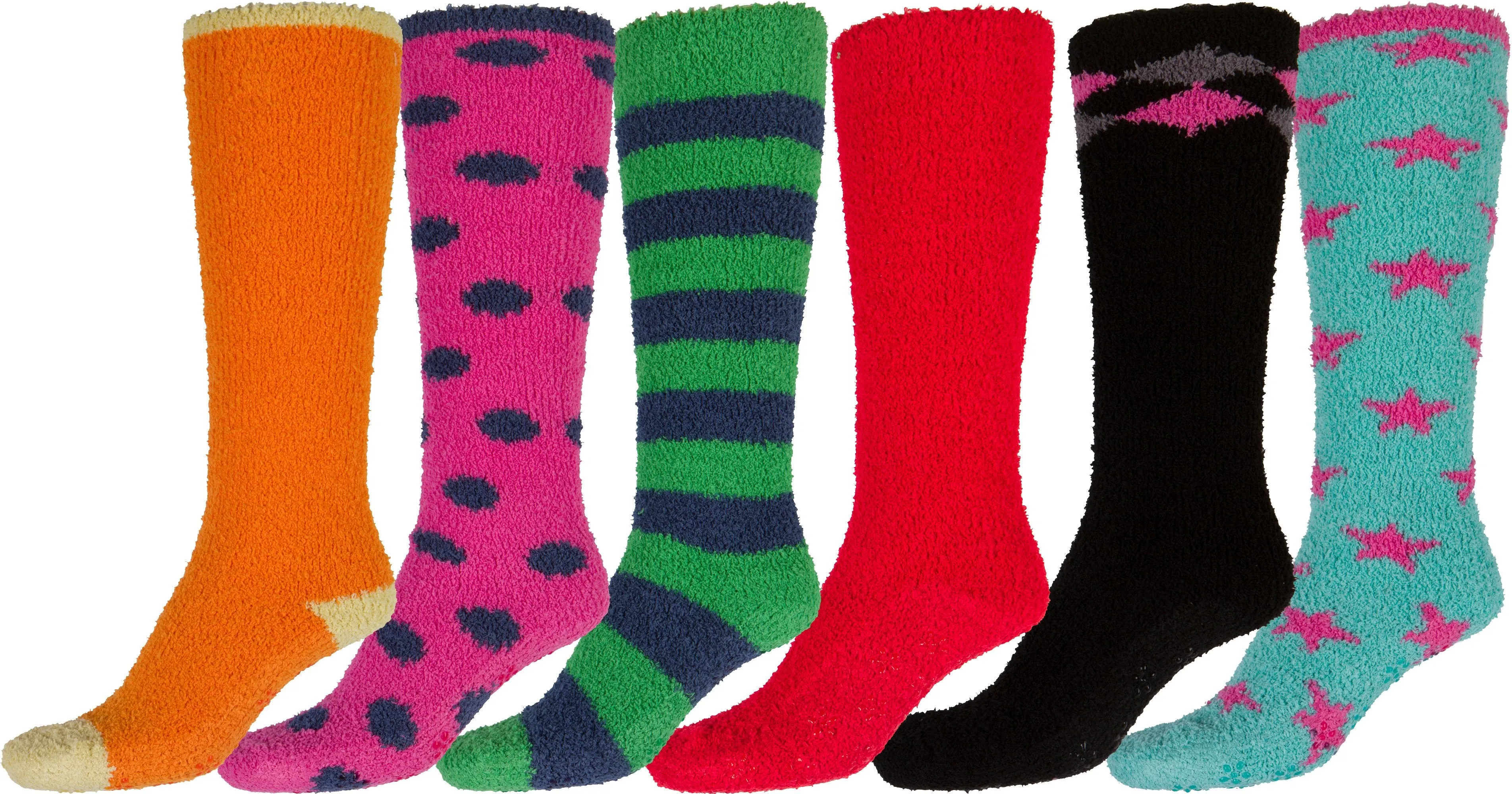 Sakkas Womens Super Soft Anti-Slip Fuzzy Knee High Socks Value Assorted 6-Pack