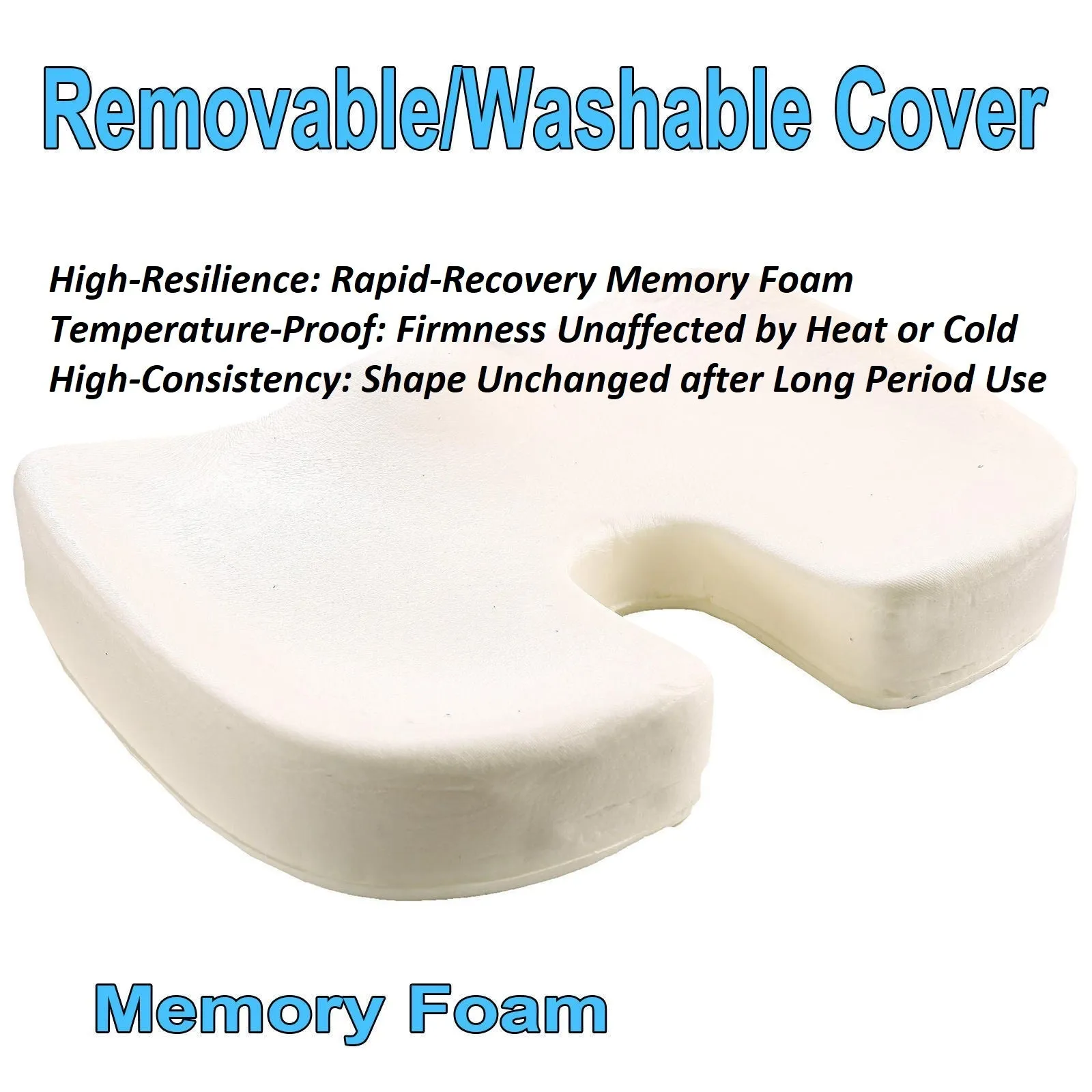 Seat Cushion - Premium High Resilience Memory Foam Coccyx Seat Cushion Pad Support Pillow Sciatica and Pain Relief