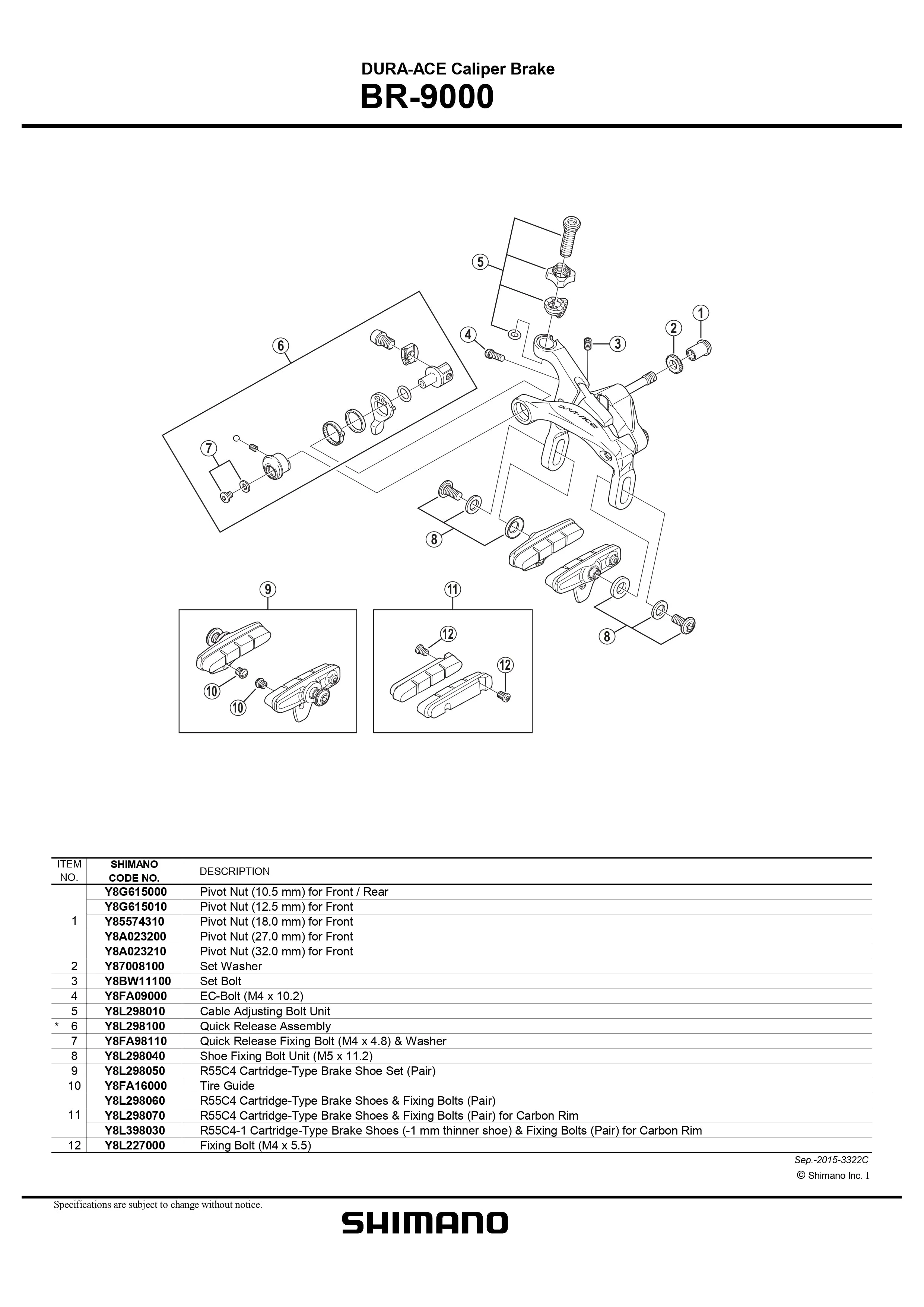 SHIMANO Dura-Ace, Ultegra, 105 BR-9000 R55C4 Caliper Brake Pads