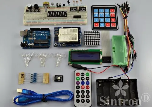 [Sintron] UNO R3 Starter Kit with 4x4 Keypad Switch   8x8 Dot Matrix   RGB Tri-colour Module for Arduino Starter