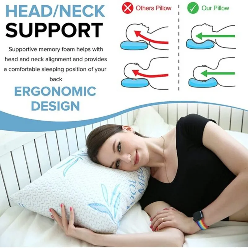 Slandsar Rayon from Bamboo Shredded Memory Foam Plush Support Pillow (Set of 2)