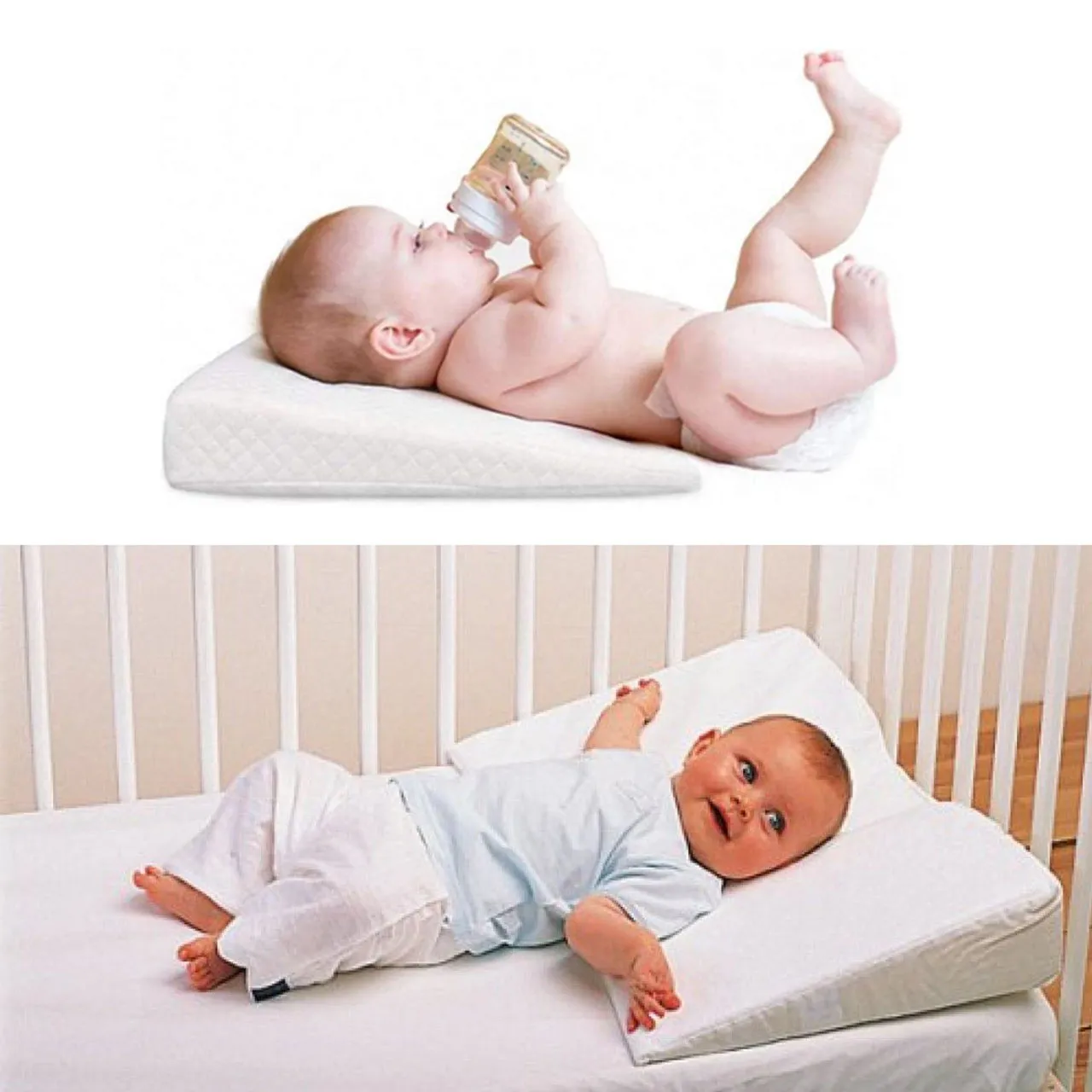 Smooth Wedge Memory Foam Pillow for babies  40x60cm (11x3) White