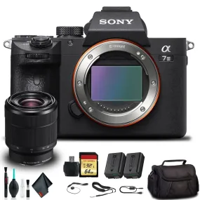 Sony Alpha a7 III Mirrorless Camera with 28-70mm Lens ILCE7M3K/B With Soft Bag, Additional Battery, 64GB Memory Card, Card Reader , Plus Essential