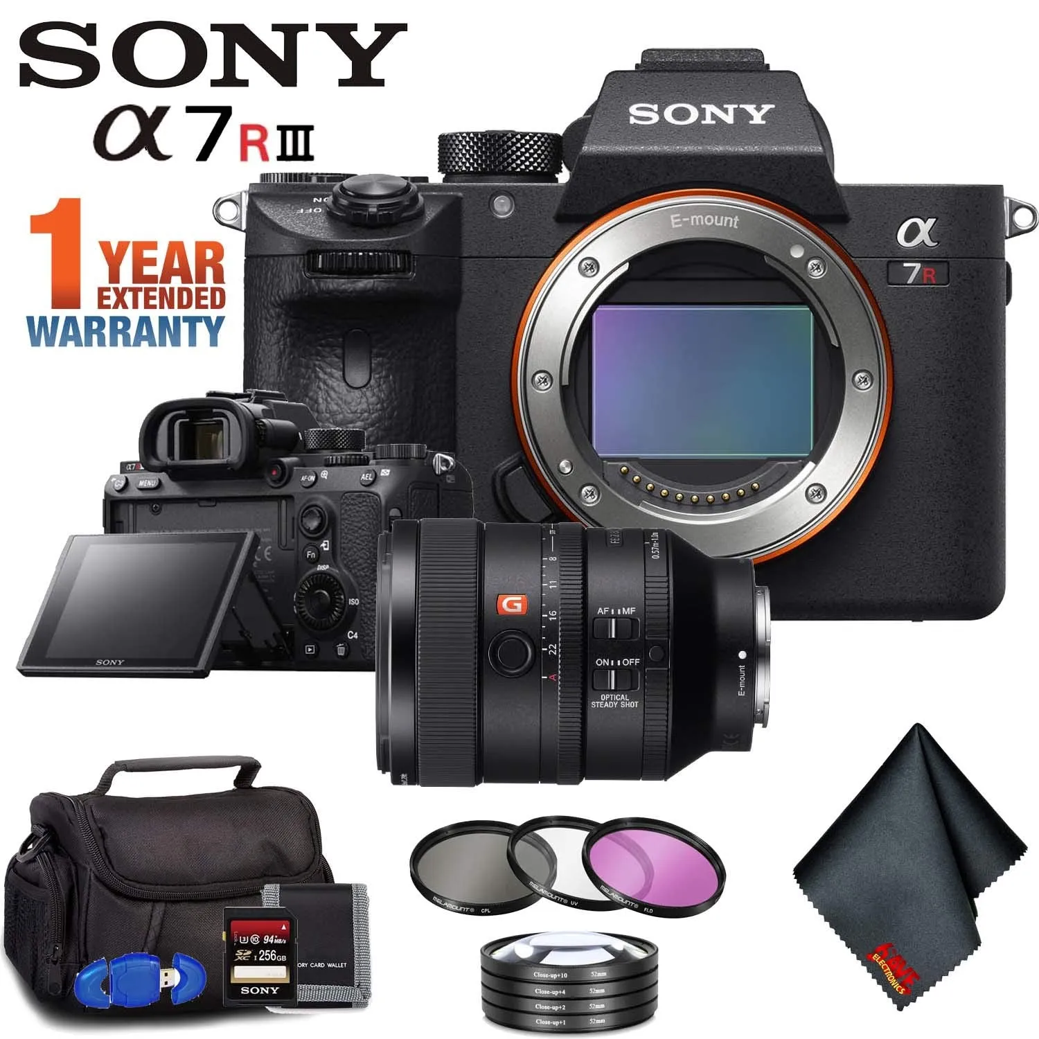 Sony Alpha a7R III Mirrorless Digital Camera (Body Only)   100mm Lens   Filter Kit   Memory Card Kit   Carrying Case   E Ultimate Bundle