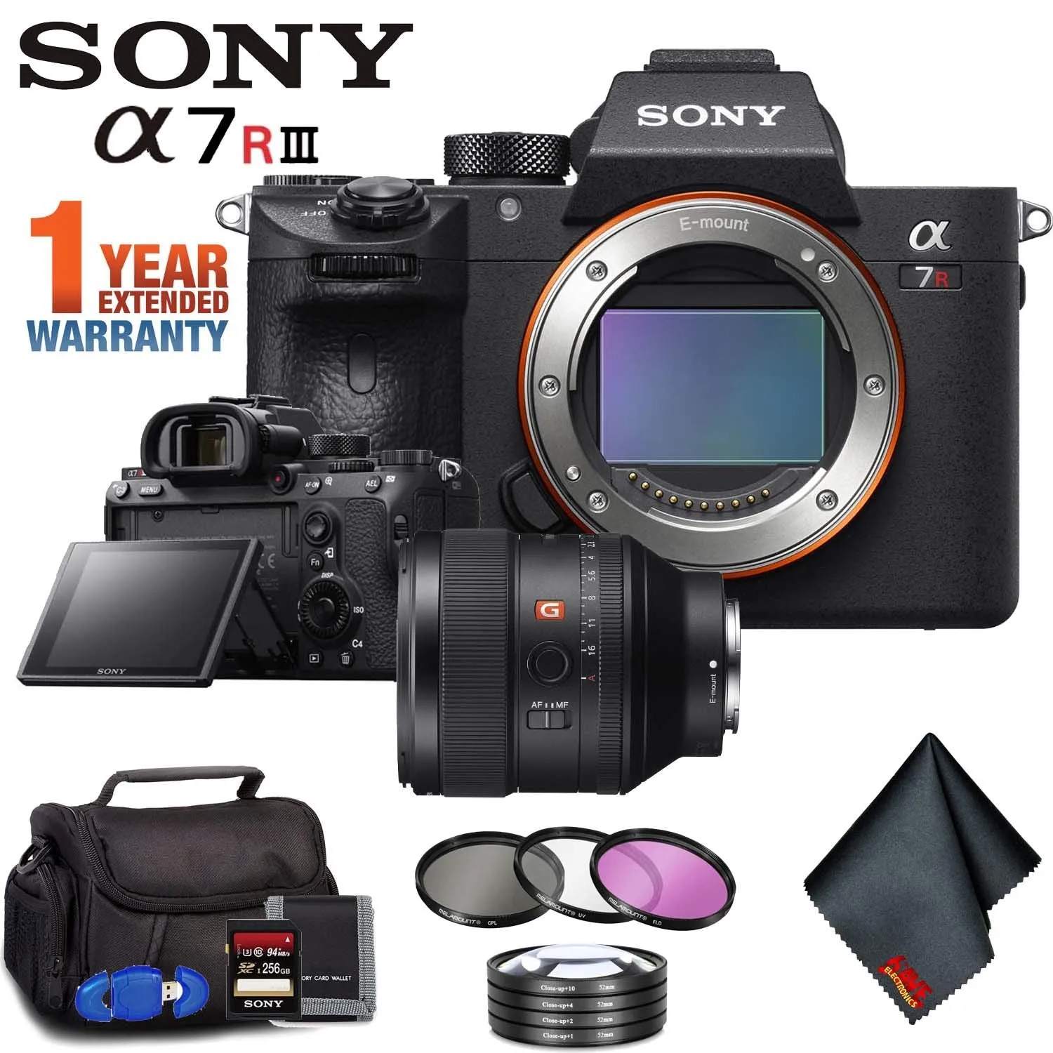 Sony Alpha a7R III Mirrorless Digital Camera (Body Only)   85mm Lens   Filter Kit   Memory Card Kit   Carrying Case Ultimate Bundle