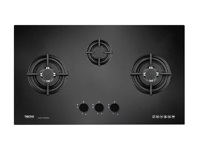 TECNO T 938TRSV 3-Burner 90cm Tempered Glass Cooker Hob