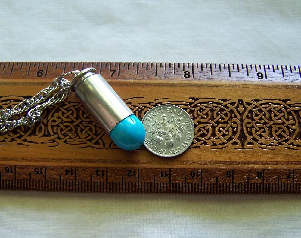 Turquoise Gemstone Silver Bullet Jewelry Pendant