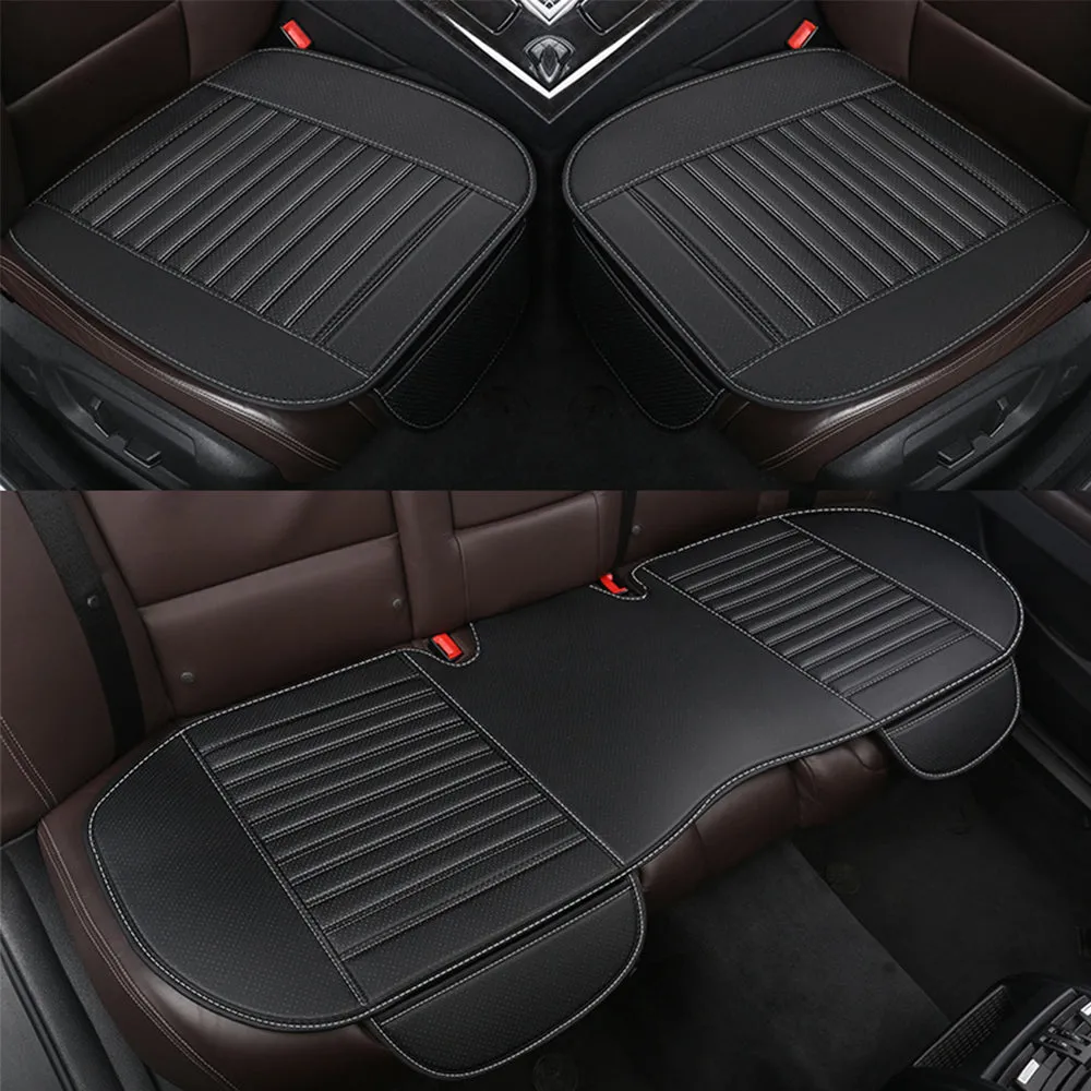 Universal Pu Leather Car Seat Cushion Anti-Slip Car Interior Breathable Seat Cover Cushion For Auto Supplies (Black)