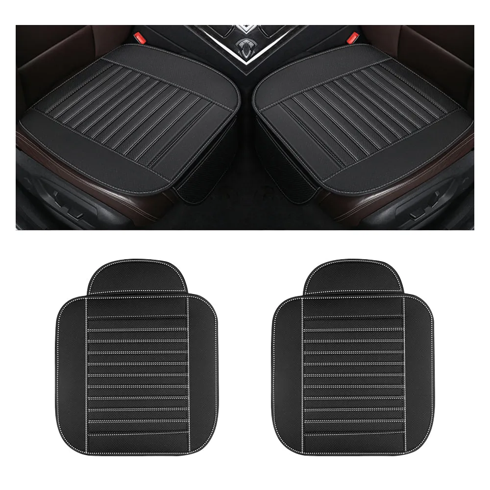 Universal Pu Leather Car Seat Cushion Anti-Slip Car Interior Breathable Seat Cover Cushion For Auto Supplies (Black)