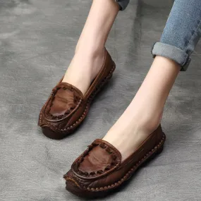 Women Cowhide Handmade Soft Casual Shoes