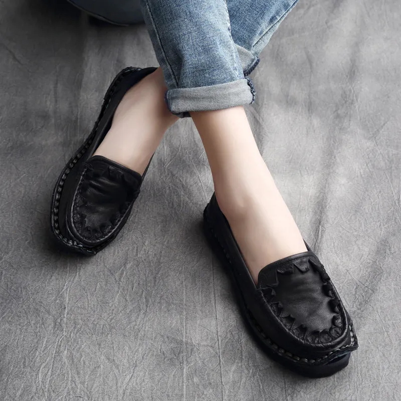 Women Cowhide Handmade Soft Casual Shoes