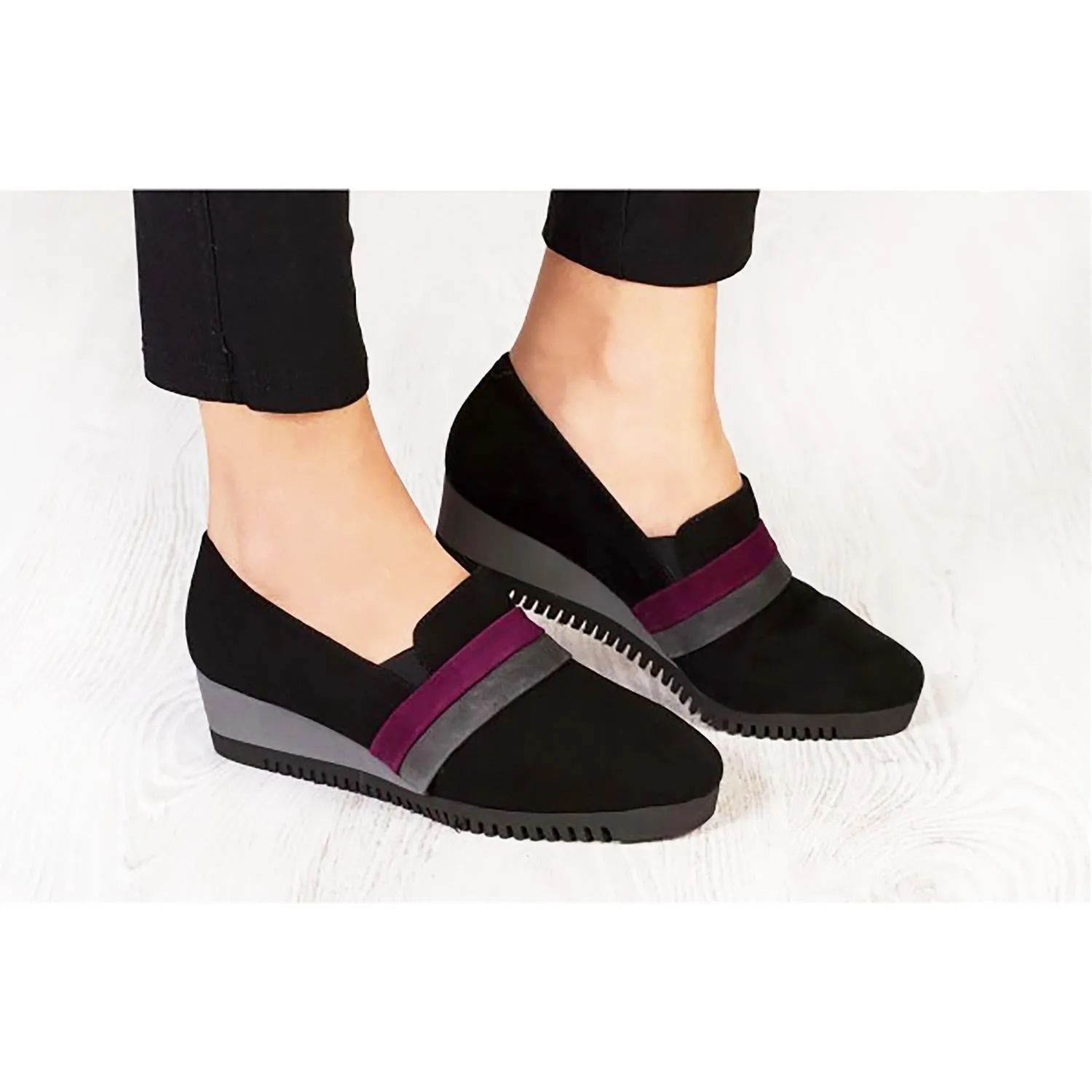 Women's Sabrinas Quebec 89504 Black/Grey/Burgundy Suede