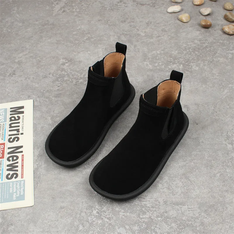 Women's Suede Round Toe Vintage Chelsea Boots