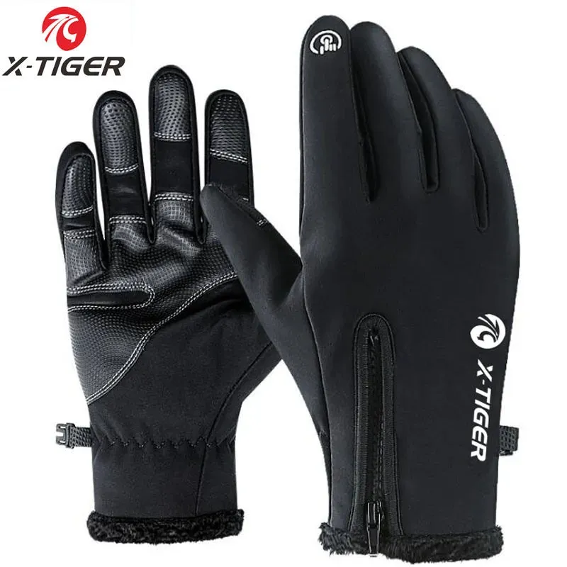 X-Tiger Winter Cycling Bicycle Gloves Windproof Thermal Warm Fleece Gloves Men Women Motorcycle Snow Skiing Sport Bike Gloves